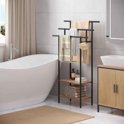 porte serviette salle de bain sans percer noir droite baignoire