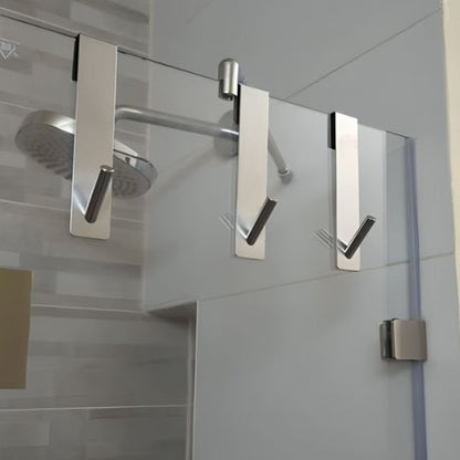 porte serviette trois argent sur paroi douche