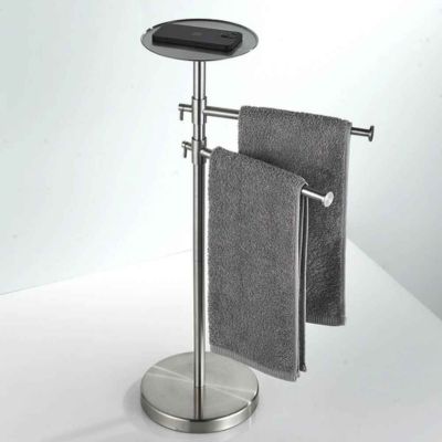 porte serviettes sur pied salle de bain argent vue plateau dessus