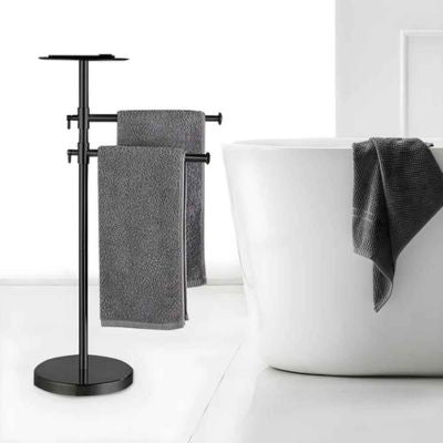 porte serviettes sur pied salle de bain noir gauche baignoire