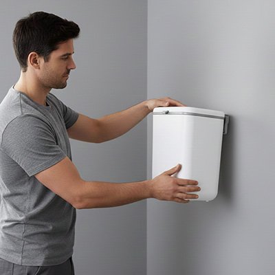 Poubelle murale​ blanche homme fait installation