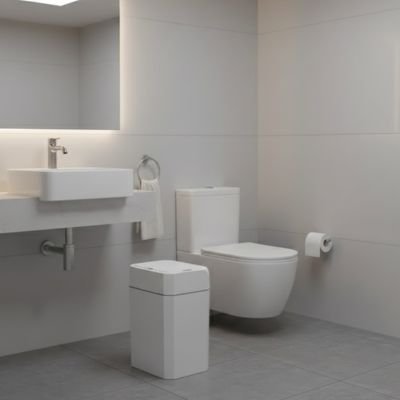 poubelle salle de bain ferme devant lavabo gauche wc
