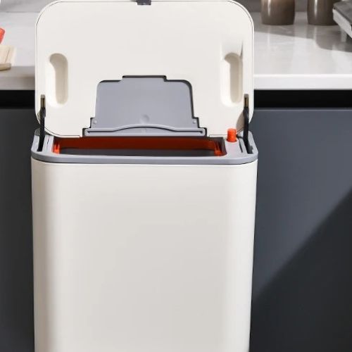 poubelle salle de bain murale beige variante