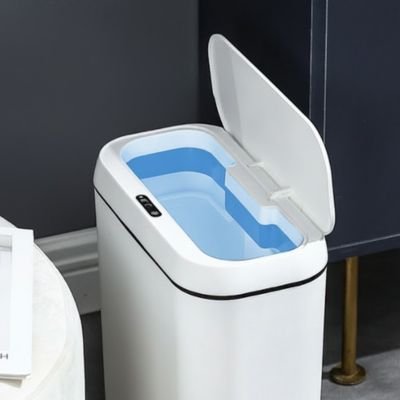 poubelles de salle de bain blanche ouverte droite wc gauche lavabo