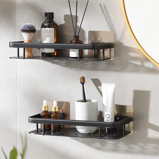 rangement douche noirs deux pleins produits