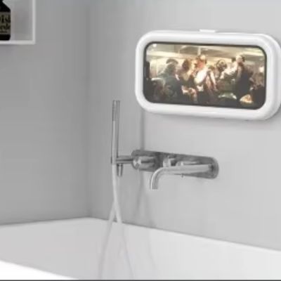 support mural etanche pour telephone portable dessus bain