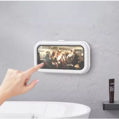 support mural etanche pour telephone portable dessus lavabo